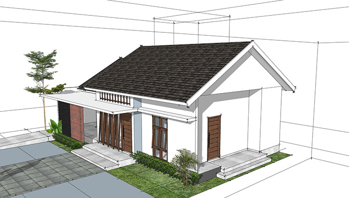 نموذج منزل ريفي ثلاثي الأبعاد في Sketchup