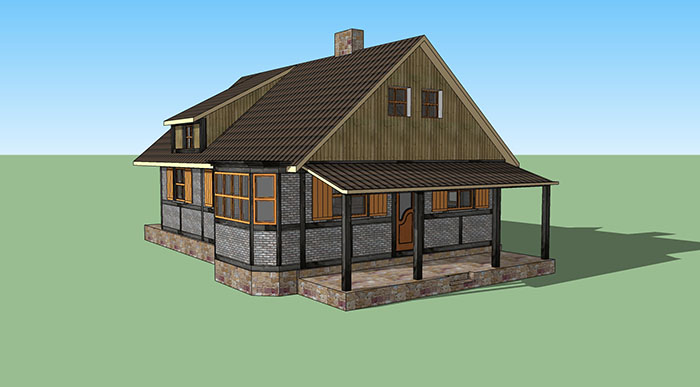 تحميل نموذج منزل ريفي ثلاثي الأبعاد في Sketchup - تصميم داخلي وخارجي Sketchup 3D Model